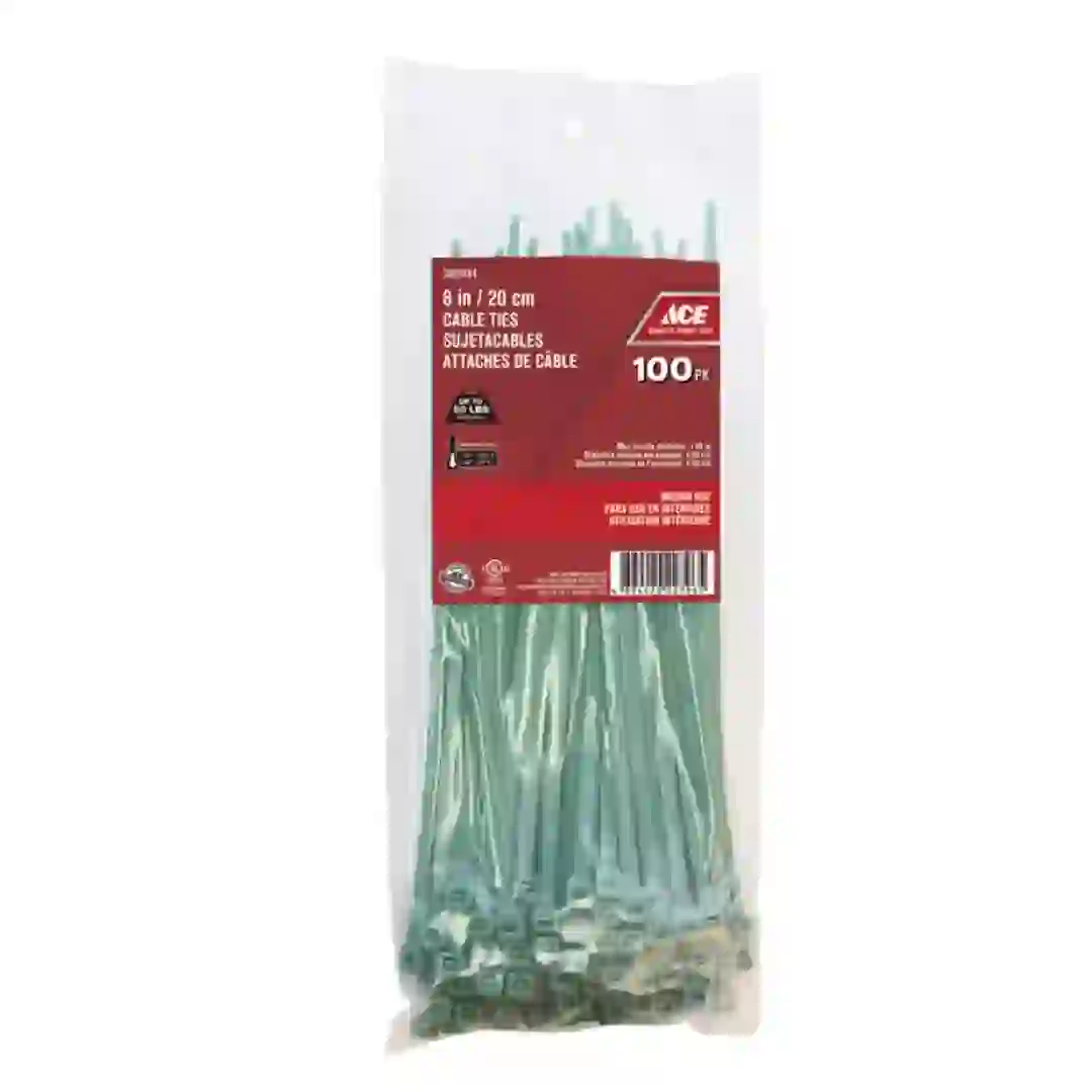 ACE Polypropylene Cable Tie Pack (20.31 cm, 100 Pc., Green)