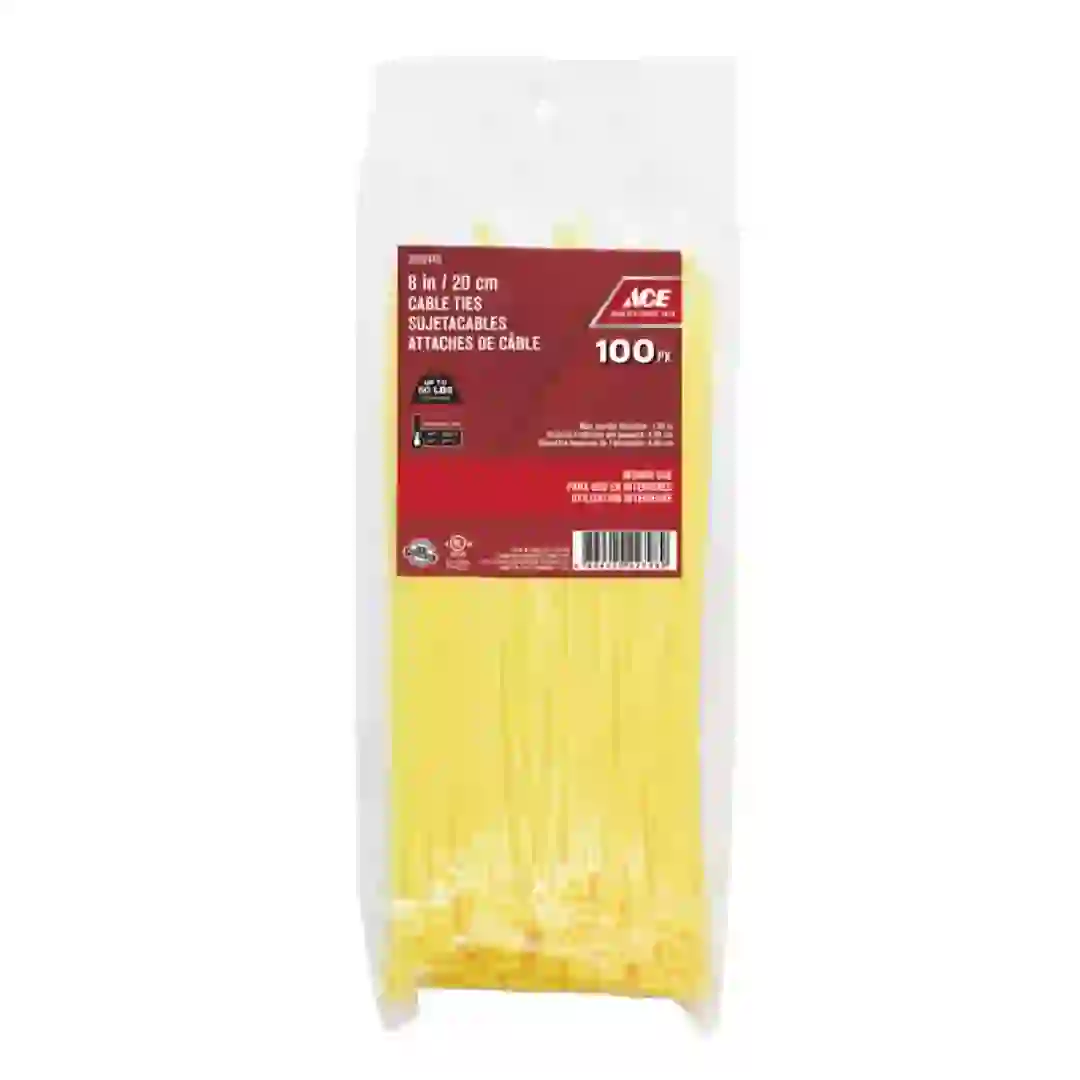 ACE Polypropylene Cable Tie Pack (20.31 cm, 100 Pc., Yellow)