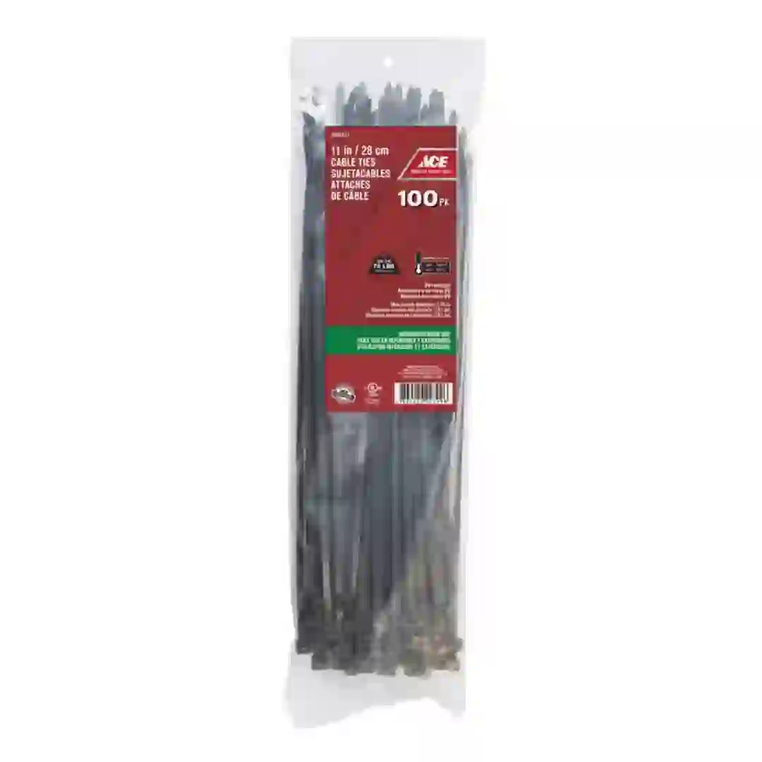 ACE Polypropylene Cable Tie Pack (27.94 cm, 100 Pc., Black)