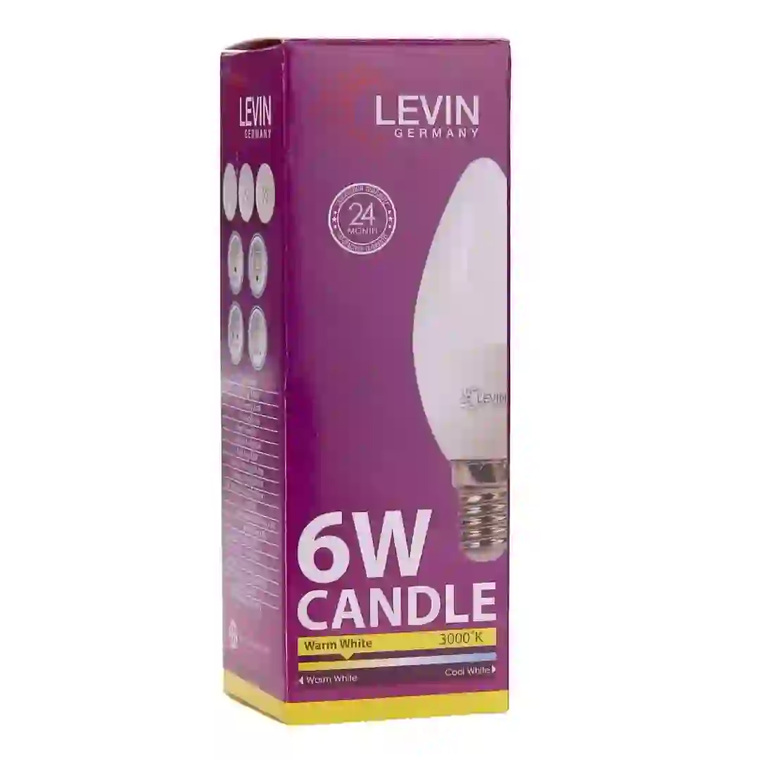 Levin E14 LED C37 Candle Light Bulb (6 W, Warm White)