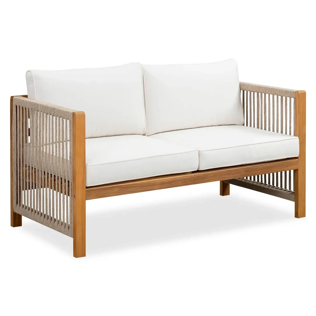New Monterrey Acacia Wood 2-Seater Outdoor Sofa (66 x 132 x 64 cm)